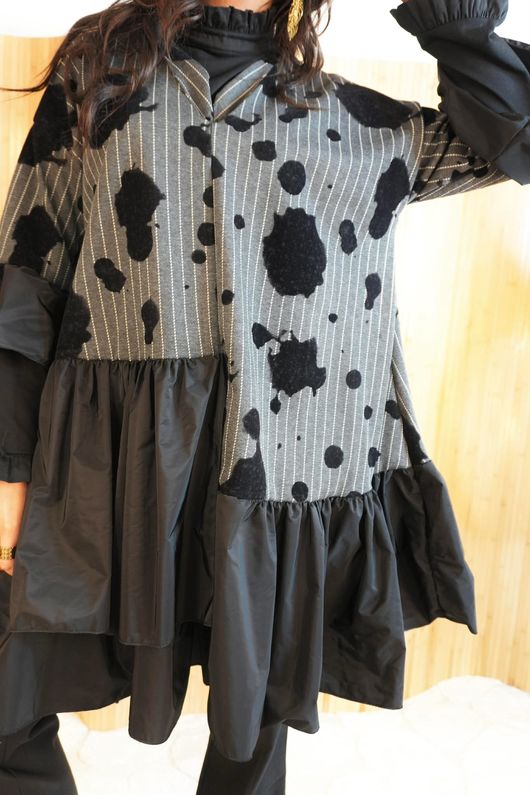 Oscar Rue Dress Pin Stripe Grey